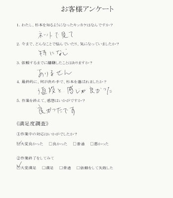 3.広島市安佐南区　Hさん　不用品の片付け  お客様アンケート