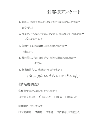 35.東広島市西条　Dさん　不用品の片付け（引越し）お客様アンケート