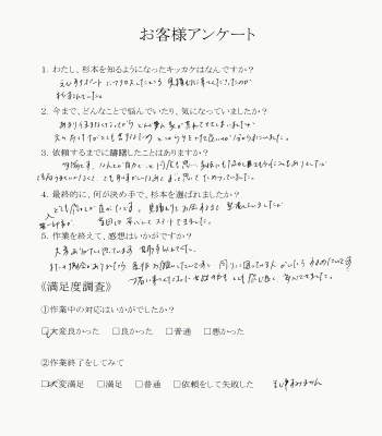 42.東広島市西条　Kさん　不用品の片付け　お客様アンケート